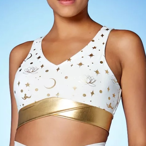 Jasmine Disney Aladdin Metallic Gold Sports
Bra Active Wear Top. Plus Size 1X. - Picture 14 of 14